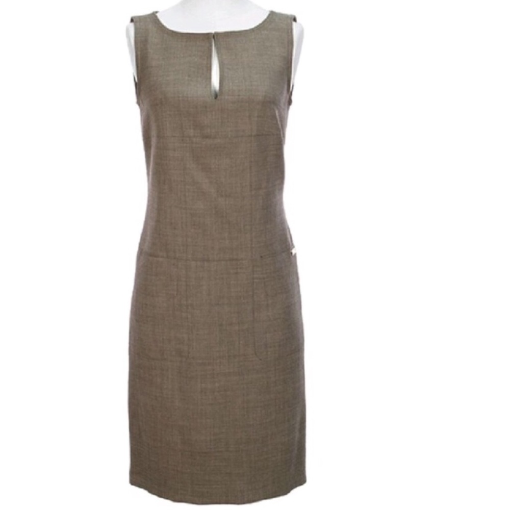 Tory Burch “Ola” wool blend, taupe classic shift dress   - size 0